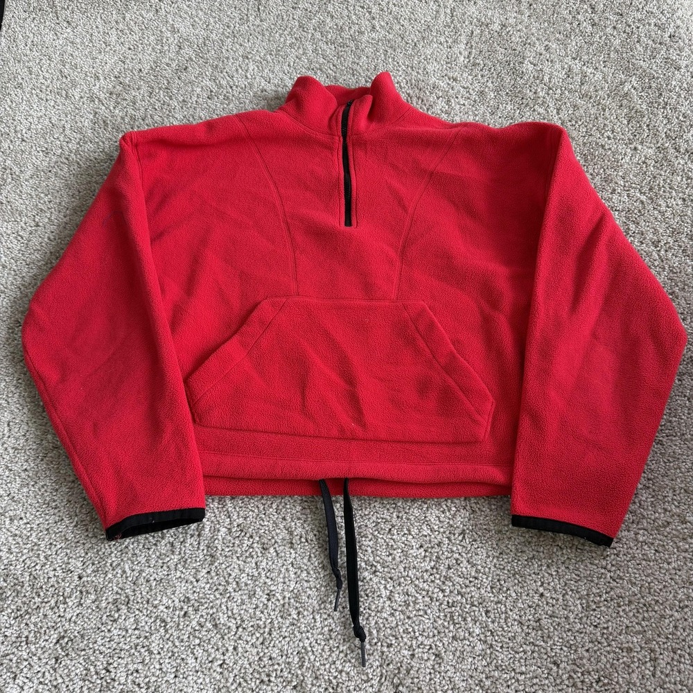 Victoria's Secret PINK Sweatshirt Womens XS Red Fleece 1/4 Zip Kangaroo Pullover